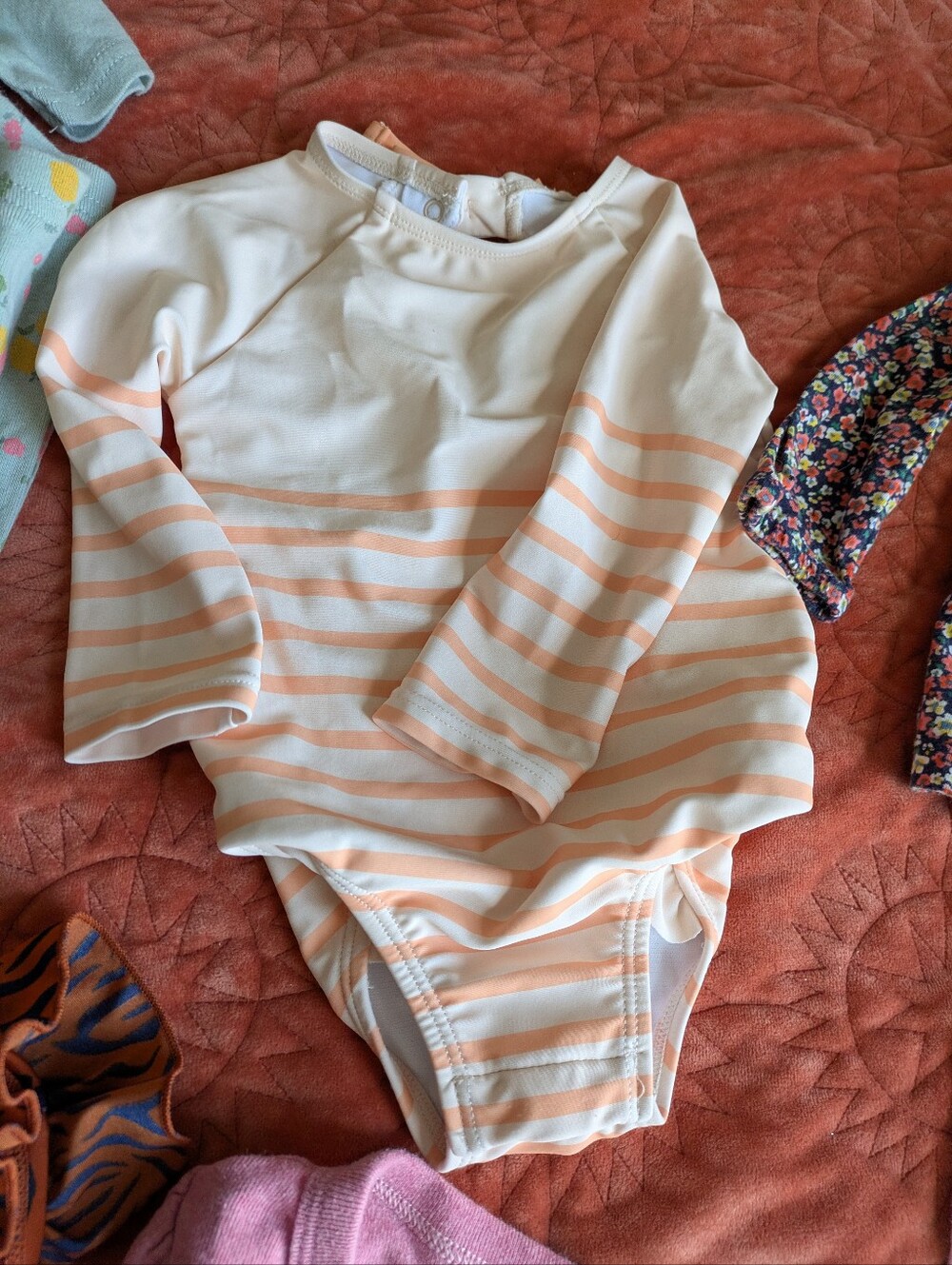 Toddler 9-12 Month Spring Summer Bundle-  3 Swimsuits, 1 Pajamas, 1 Dress & More - Picture 4 of 10
